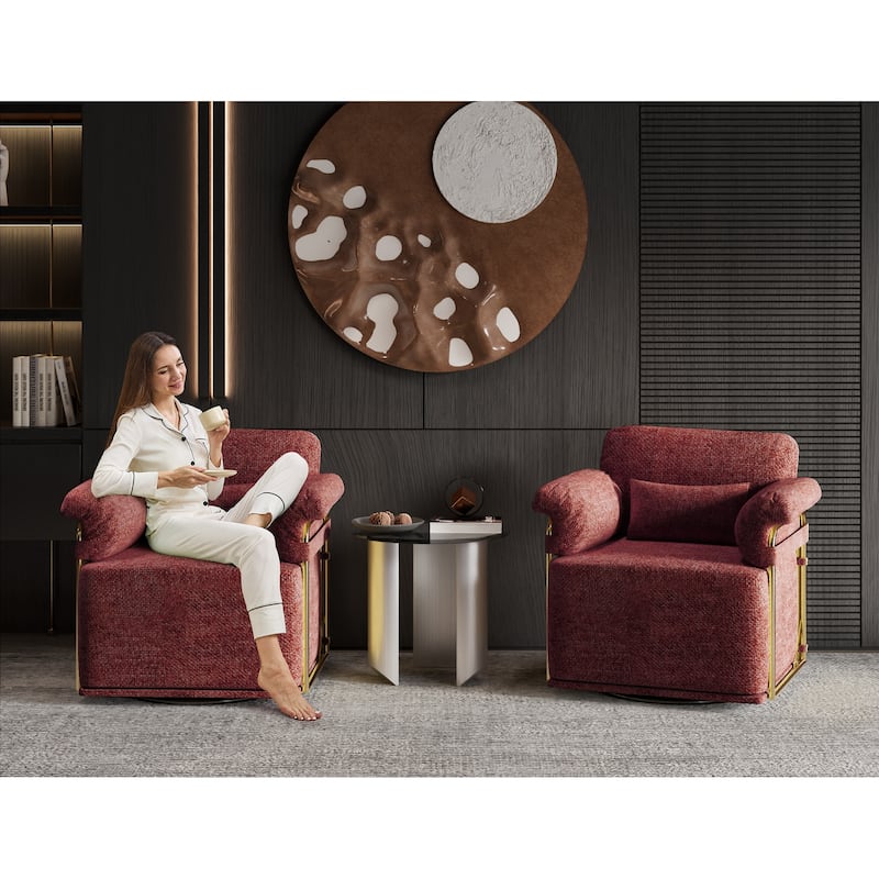 360 Degree Square Swivel Accent Sofa Chair with Ergonomic Wide Seat, Upholstered Lounge Chair Reading Chair Armchair