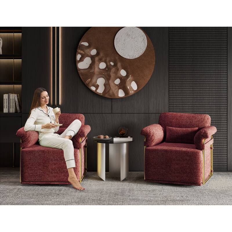 Upholstered 360 Degree Square Swivel Accent Sofa Chair