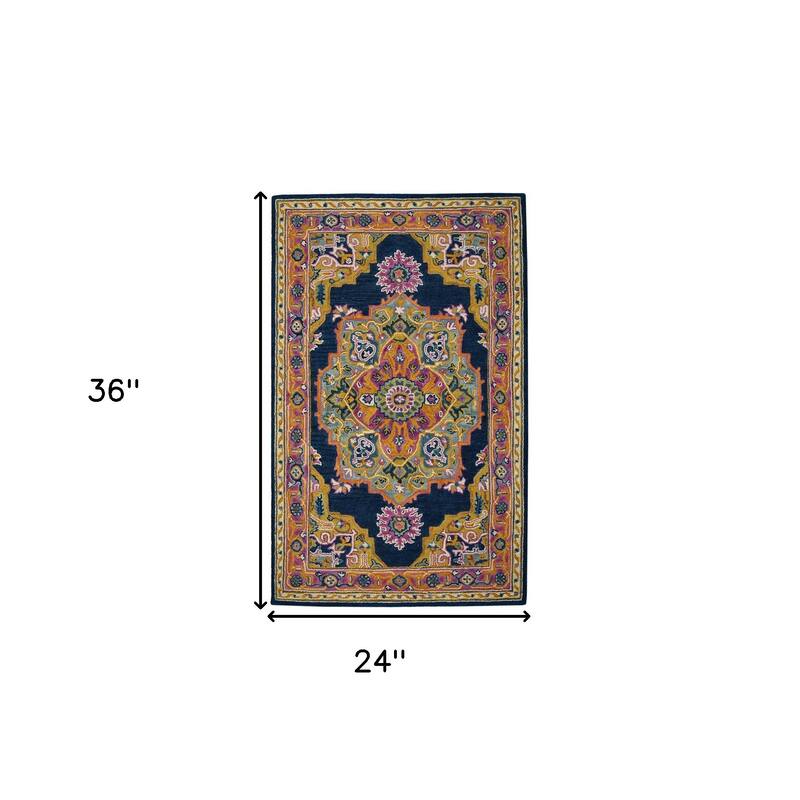 HomeRoots Medallion Bohemian Rectangle Area Rug