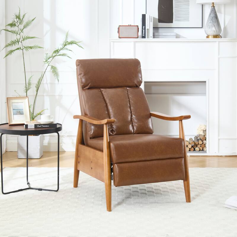Modern 26.38" Upholstered Adjustable Chaise Lounge Chair with Wood Frame for Living Room