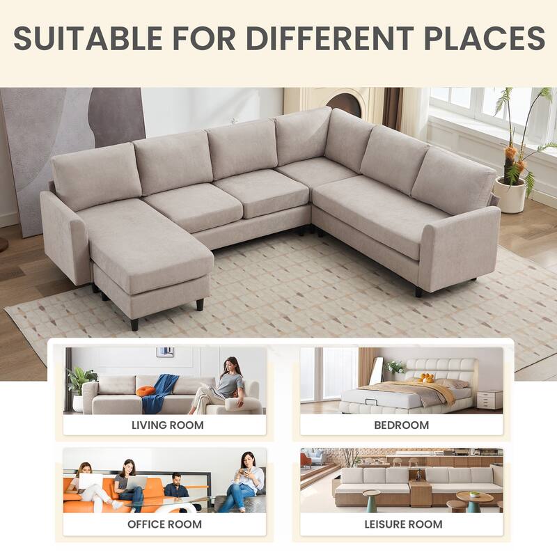 Snow Velvet Sectional Sofa