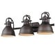 preview thumbnail 3 of 3, Golden Lighting Duncan Rubbed Bronze Steel 3-light Bath Vanity - 8.25" L x 24.5" W x 8.5" H