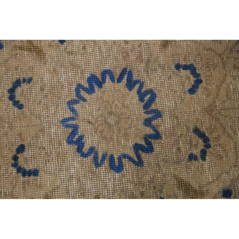 Floral Blue Medallion Tabriz Persian Area Rug Hand-Knotted Wool Carpet - 9'5"x 12'4"