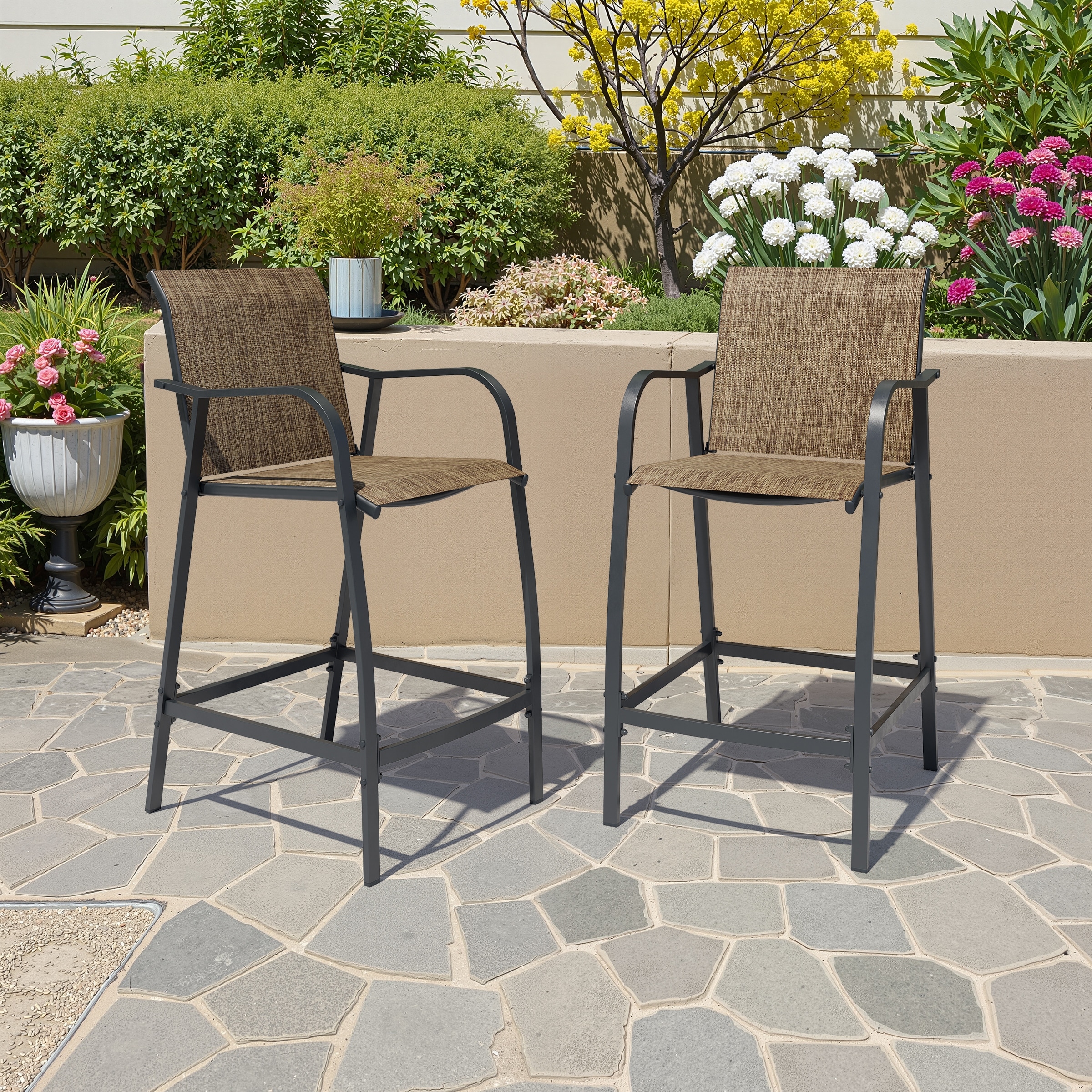 Outdoor Patio Bar Stool Chair Set Lightweight Bar Chairs