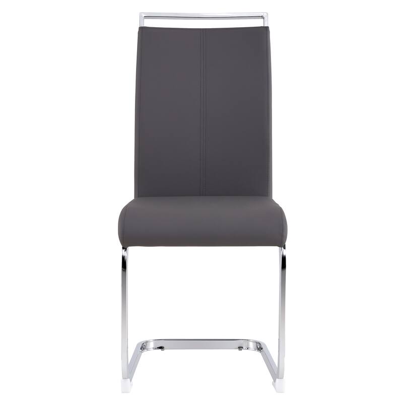 Modern PU Faux Leather High Back Dining Chairs with C-shaped Tube Chrome Metal Legs for Multiple Rooms