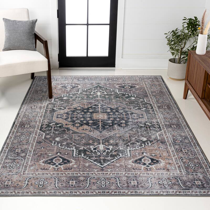 JONATHAN Y Kemer Ogee Medallion Machine Washable Area Rug