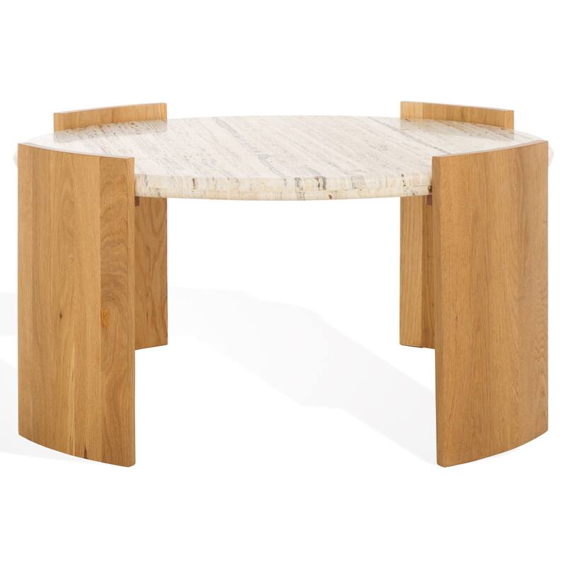 SAFAVIEH Couture Damarcus Travertine Coffee Table - 35"W x 35"D x 18"H