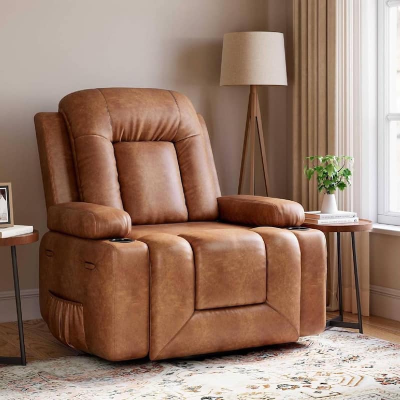 Oversized Power Lift Recliner Sofa Chair with Heat & Massage for Living Room, Bedroom - Brown