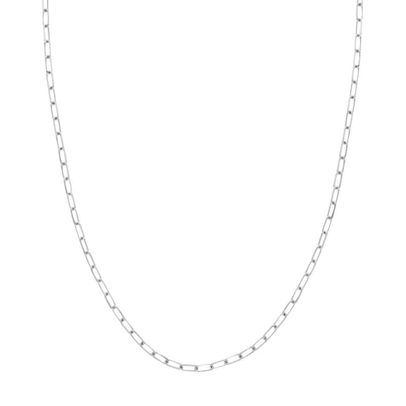 Curata 925 Sterling Silver Rhodium 3.1mm Diamond Cut Paper Clip Chain Necklace (Lobster)
