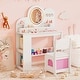 preview thumbnail 12 of 18, Costway Kids Vanity with Lights, 2 Drawers & 2-Tier Bookshelf, 3 Hooks - See Details White
