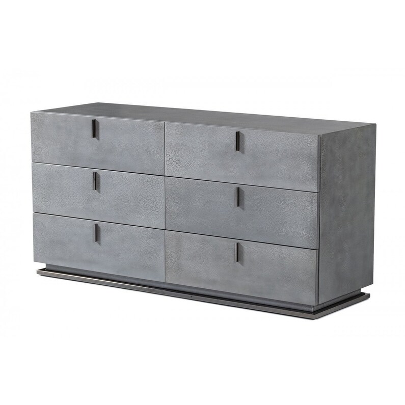 HomeRoots 59" Gunmetal Grey Crackle Finish Six Drawer Double Dresser - Bed  Bath & Beyond - 37920221