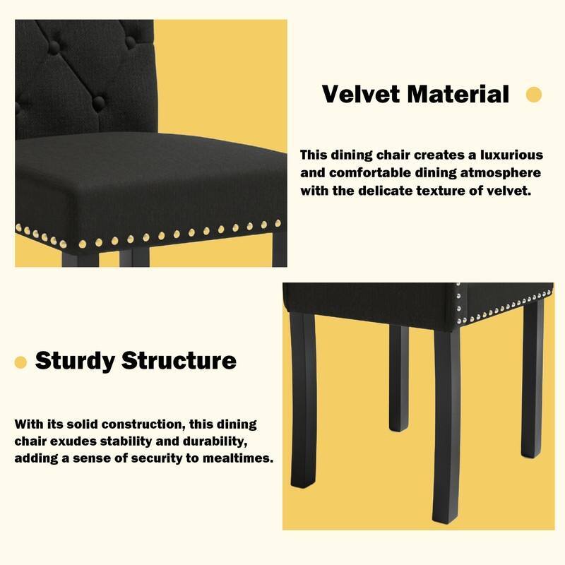 High-Back Tufted Nailhead Upholstered Dining Chairs (Set of 4)