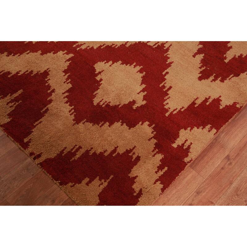 Hand Knotted Oriental 100% Wool Carpet Modern Geometric Oranges & Rust Moroccan Area Rug - 11' 8'' X 8' 10''