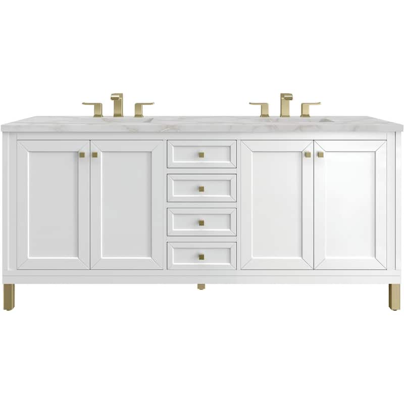 James Martin Vanities 503-V72-3VSL Chicago 72" Free Standing Double - Glossy White