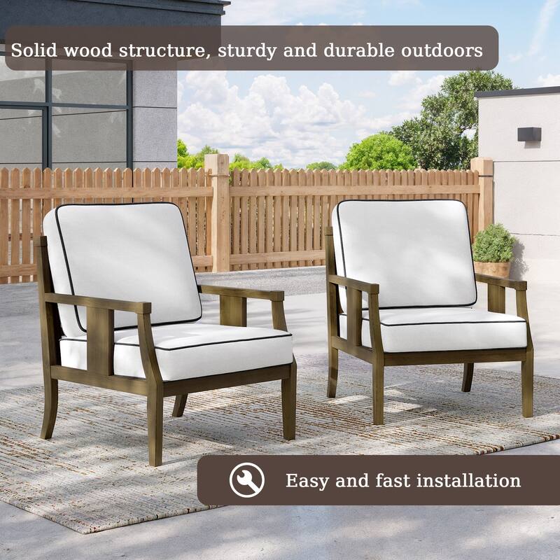 2 Set Outdoor Patio Club Chair with Cushion Patio Arm Lounge Chair