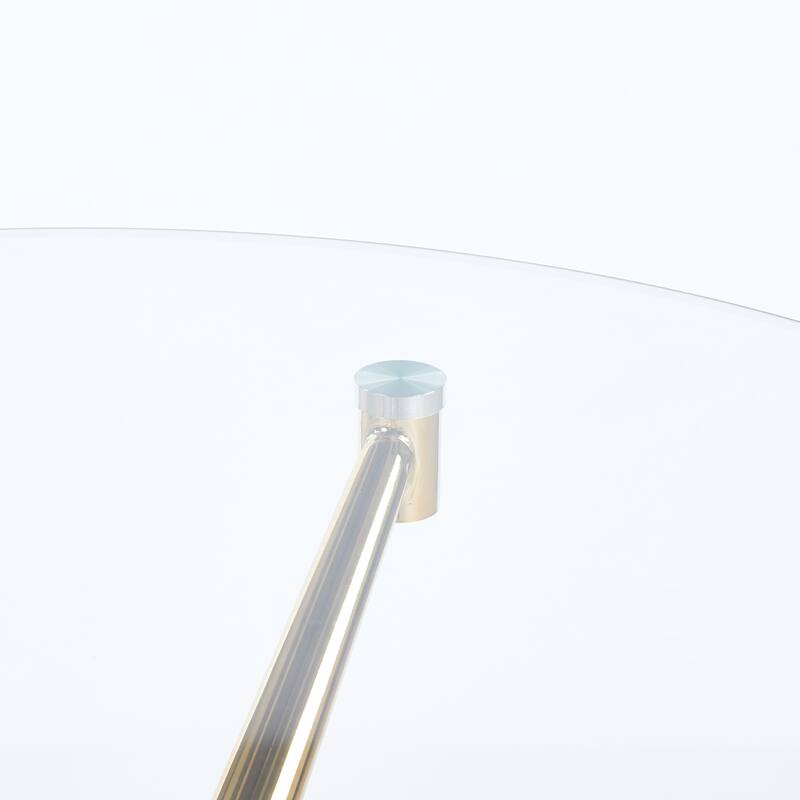 Modern Round Glass Dining Table 2 to 4 Person, Kitchen Table with Tempered Glass Top & Metal Legs for Dining Room, Living Room