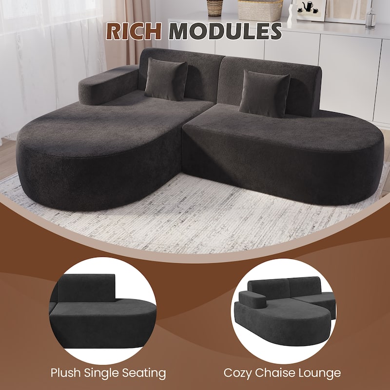 EROMMY Corner Sofa, Modern L-Shaped Sectional Couch with Chaise Lounge, Deep Seat Soft Upholstered Sofa for Living Room Bedroom.