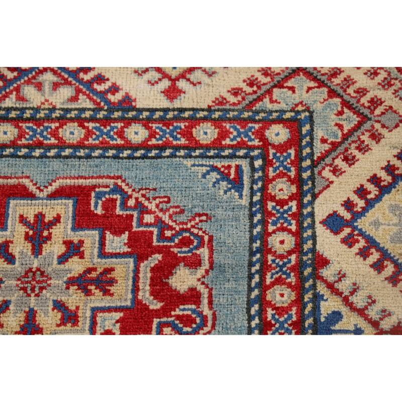 Light Blue Kazak Runner Rug Handmade Wool Carpet - 2'11" x 9'7"