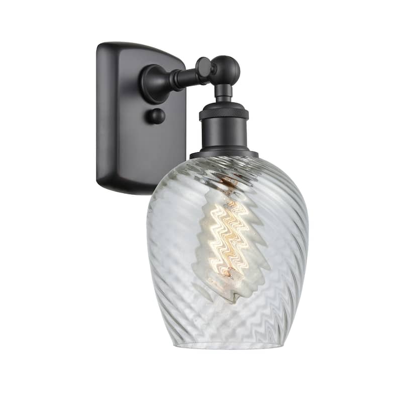 Innovations Lighting Salina 12" Tall Bathroom Sconce - Matte Black / Clear Fluted