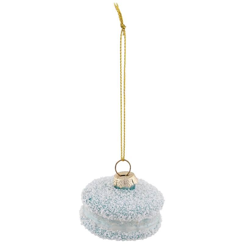 Macaroon with Sugar Glass Christmas Ornament - 2" - Blue