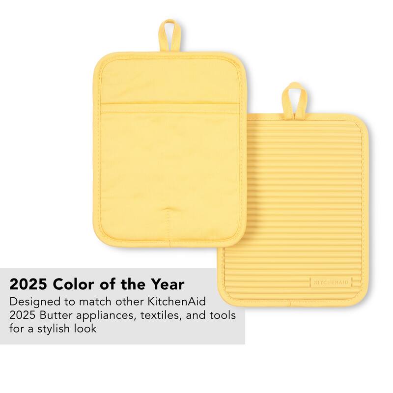 KitchenAid Ribbed Soft Silicone Pot Holder 2-Pack Set, 7"x9"