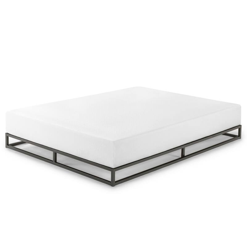 6 Inch Metal Platform Bed Frame with Classic Wooden Slat Support By Crown Comfort
