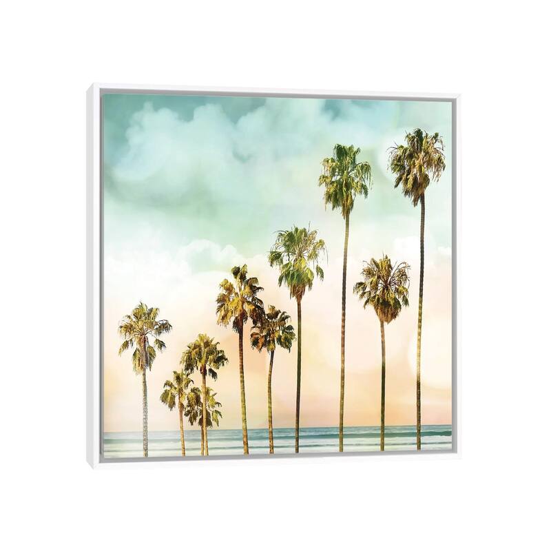 iCanvas "Beach Palms I" by Devon Davis Framed Canvas Print - White - 12x12