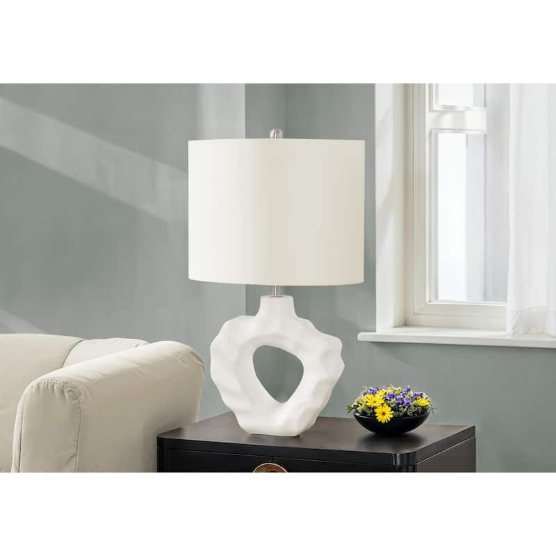 Lighting, 25"h, Table Lamp, Cream Resin, Ivory / Cream Shade, Modern - Cream