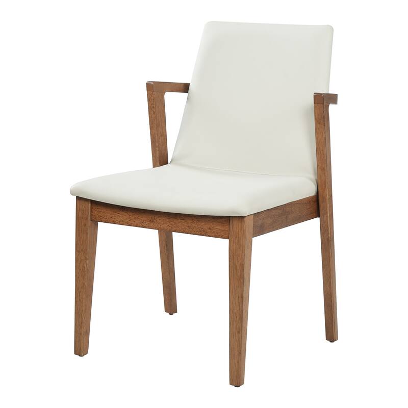 Christopher Knight Home - Mid-Century Modern Upholstered Wood Dining Arm Chairs with Ergonomic Armrests & Backrest, Set of 2