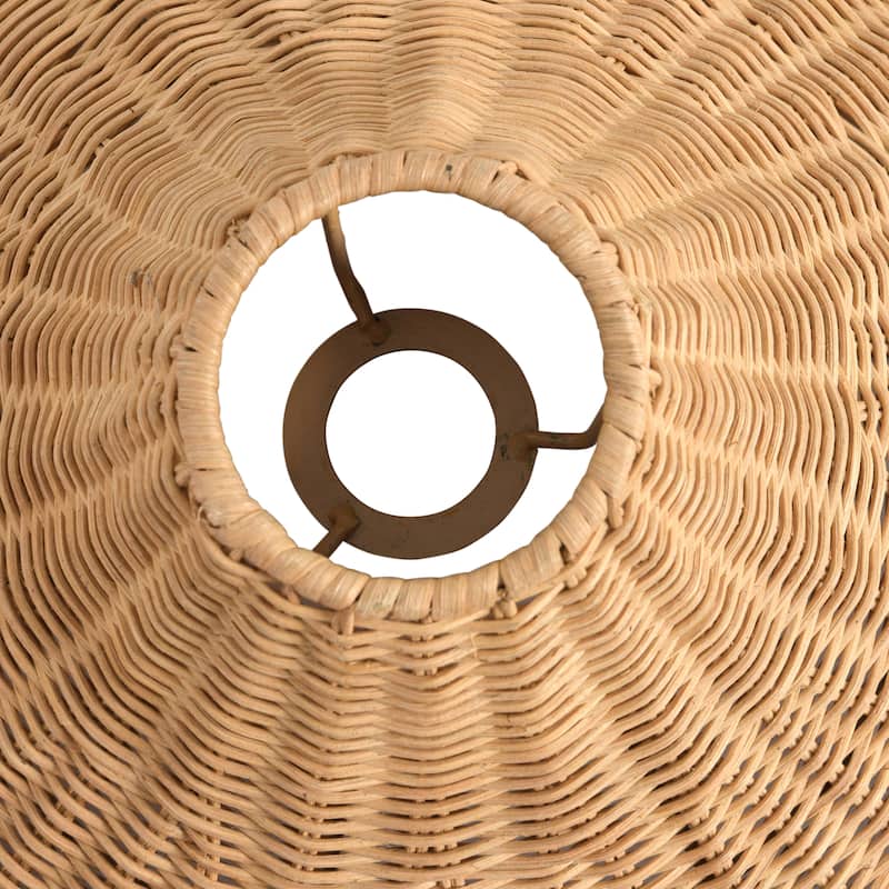 Floor Lamp with Marble Base and Rattan Shade