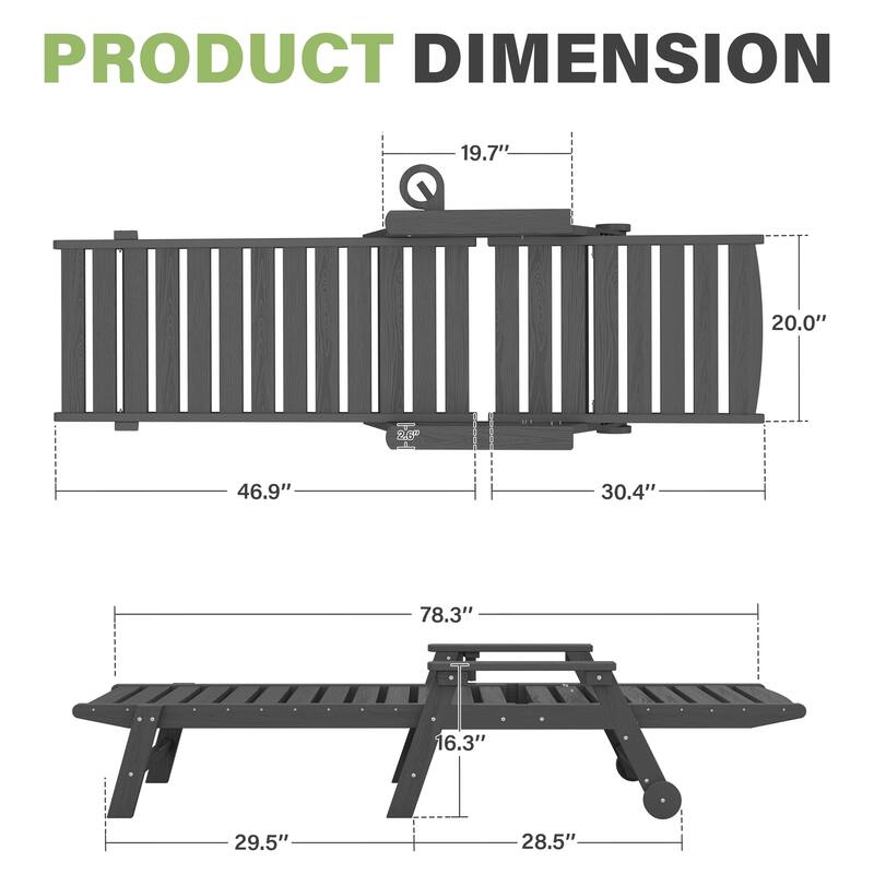 HDPE Frame Adjustable Backrest Patio Lounge Chair