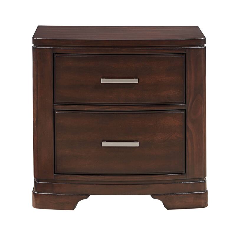Hudy 2 Drawer Nightstand, 26 Inch, Cherry Brown Birch Veneer