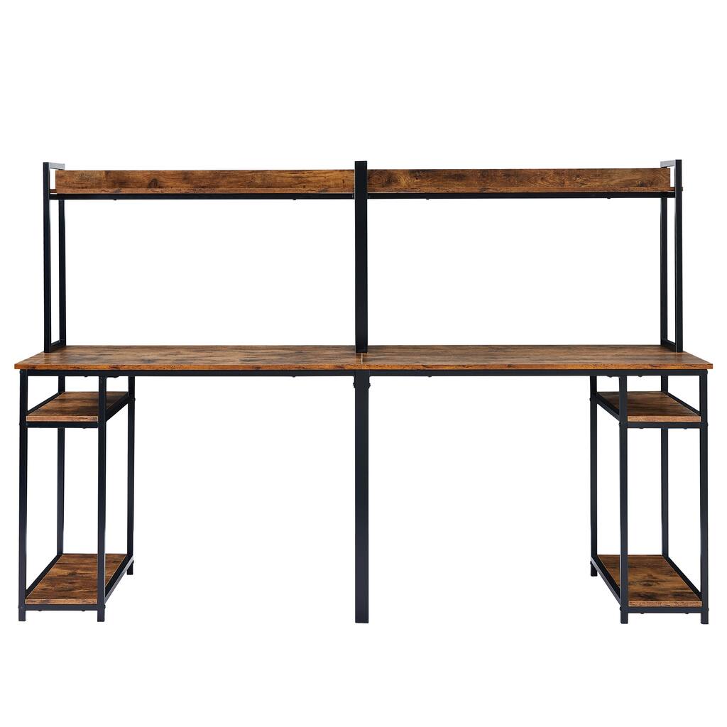 Home office double Workstation Desk, Two Person Computer Desk with Storage, Spacious tabletop, Multifunction Writing Desk