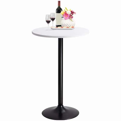 Homall Bistro Pub Table Round Bar Height Cocktail Table Metal Base MDF Top Obsidian Table with Black Leg 23.8inch Top