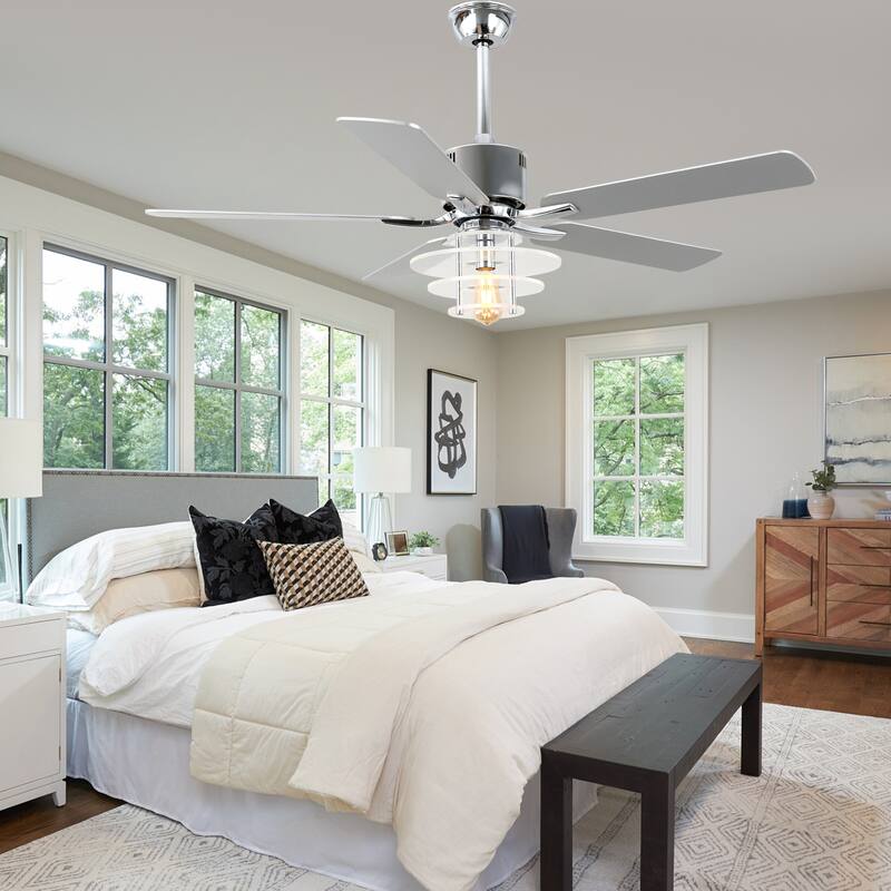 Bella Depot 52" Modern Ceiling Fan with Light and Remote 6-Spped Reversible Fan