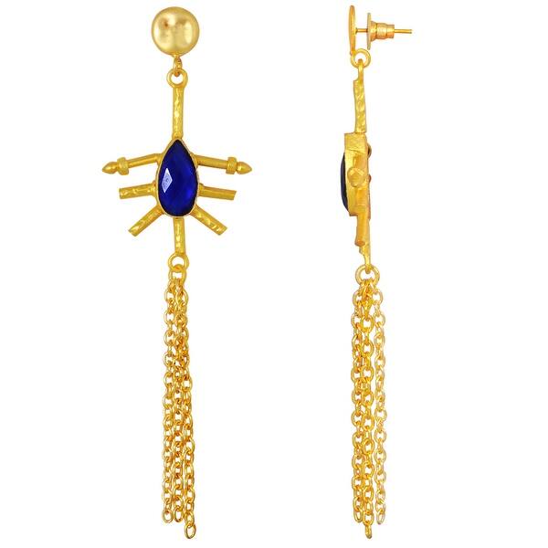 slide 1 of 4, Glass Brass Pear Dangle Earring by Orchid Jewelry