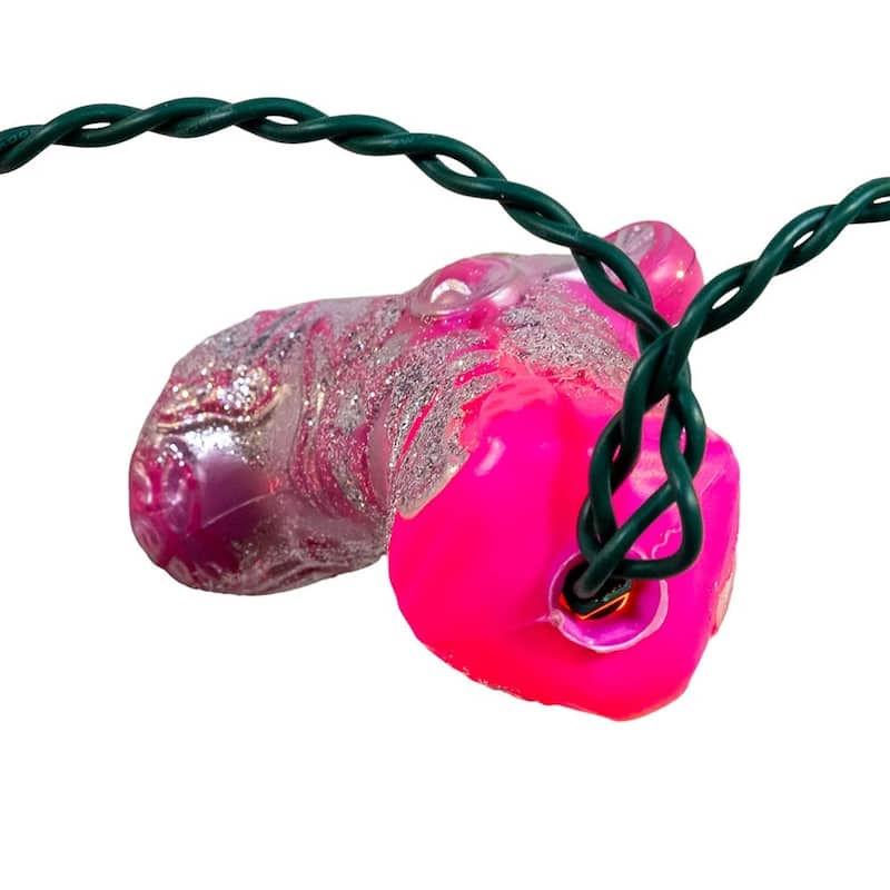 Kurt Adler UL 10-Light Glittered Pink Boots Light Set