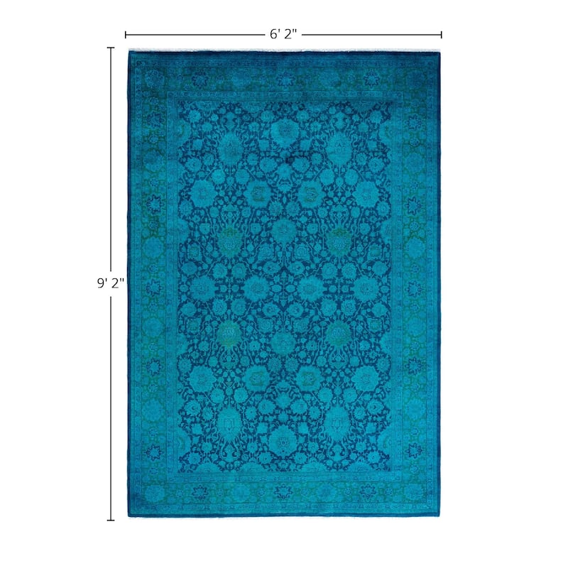 Fine Vibrance One-of-a-Kind Hand-Knotted Area Rug - Blue, 6' 2" x 9' 2" - 6' 2" x 9' 2"
