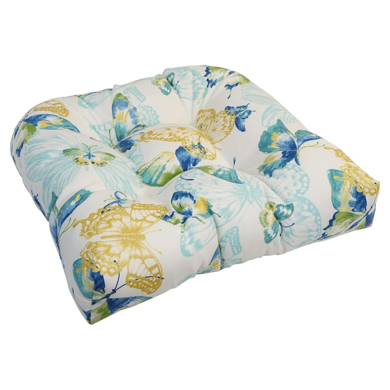 Blazing Needles 19-inch U-Shaped Polyester Outdoor Tufted Dining Chair Cushion