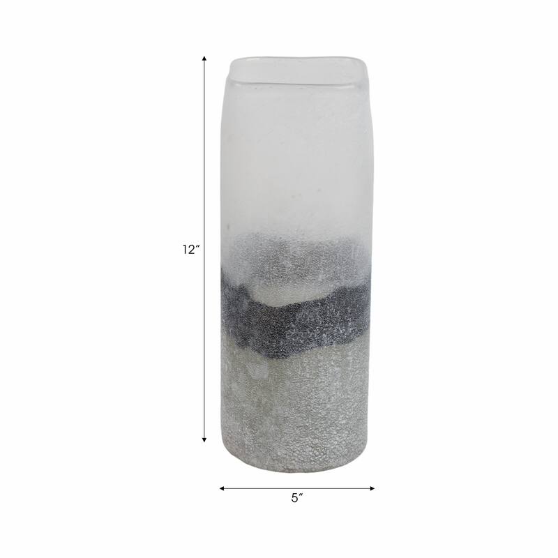 Glass Vase with Sleek Cylindrical Design and Frosted Modern Aesthetic