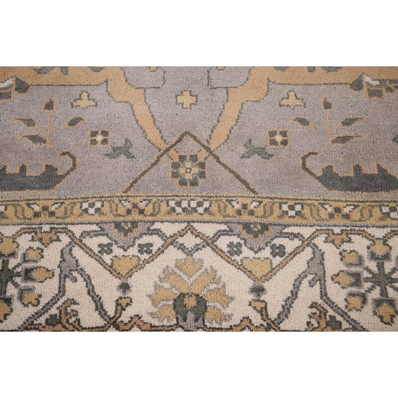 Gray Oushak Indian Rug Hand-Knotted Wool Carpet - 8'0"x 9'8"