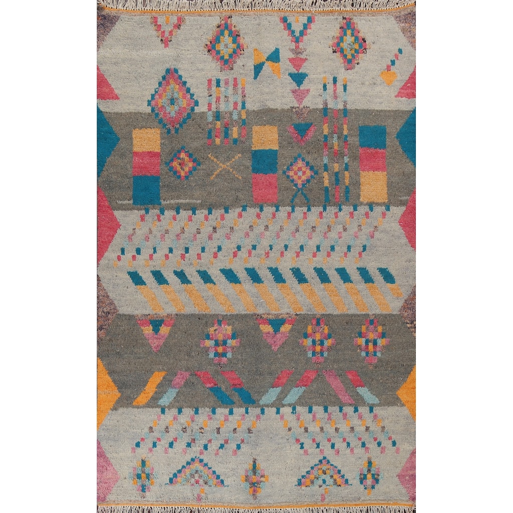 Tribal Moroccan Oriental Area Rug Wool Hand-knotted Living Room Carpet - 6'11" x 10'5"