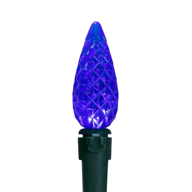 Battery Operated LED C6 Faceted Christmas Lights - Multicolor - 15.75’ Green Wire - 50ct