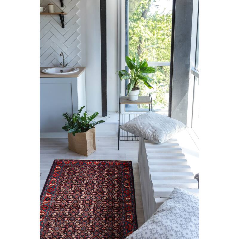 ECARPETGALLERY Hand-knotted Andelz Navy Wool Rug - 3'6 x 10'2