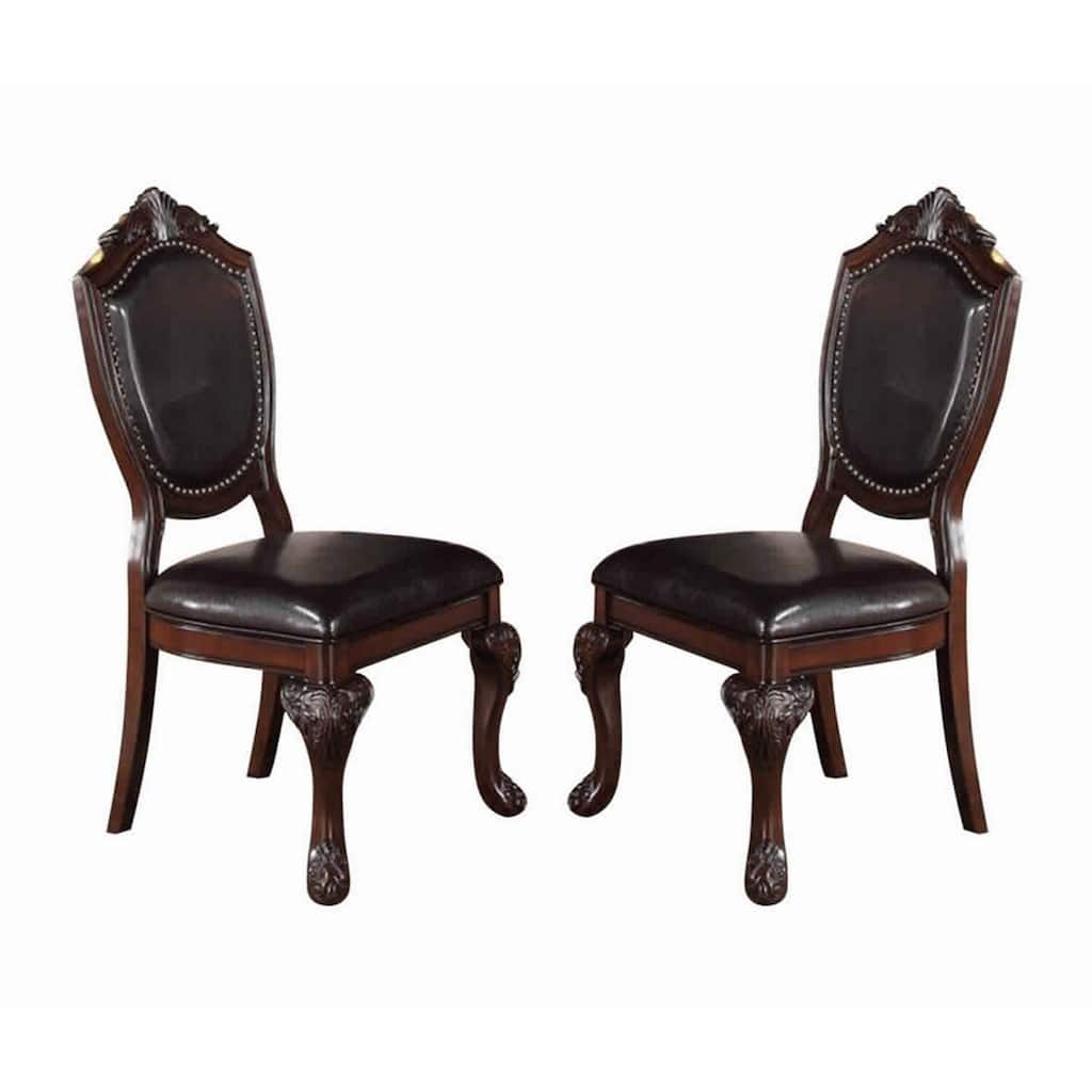 Brown/Brown Faux Leather Upholstered Wood Frame Dining Chair, Set of 2, Sturdy Dining Chair for Dining Rooms - 22.75