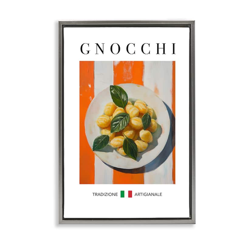 Stupell Traditional Gnocchi Pasta Framed Floater Canvas Wall Art Design By Andreas Magnusson - 21 x 31 - Grey
