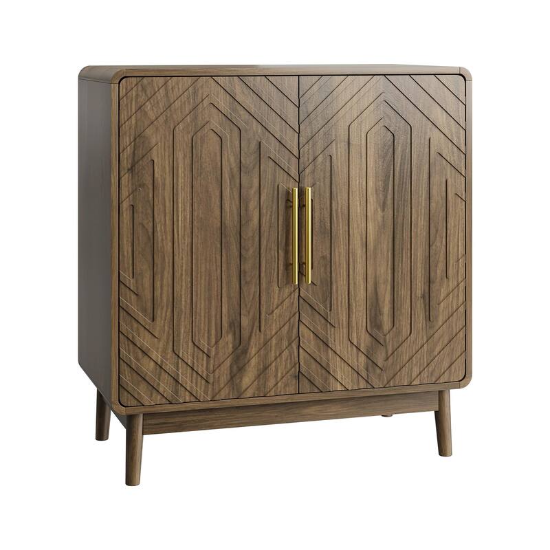 Homy Casa Mid-Century Doors Sideboard Buffet Cabinet with Adjustable Shelves