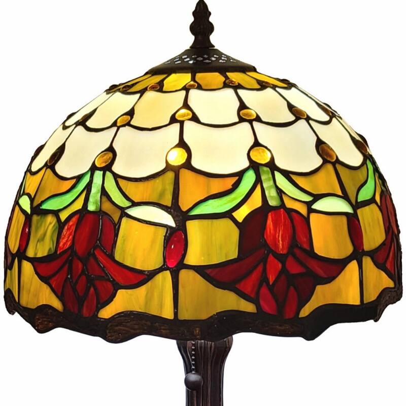 Style 19 Inch Candlestick Table Lamp with Orange Glass Dome Shade - 11" x 17" x 19"