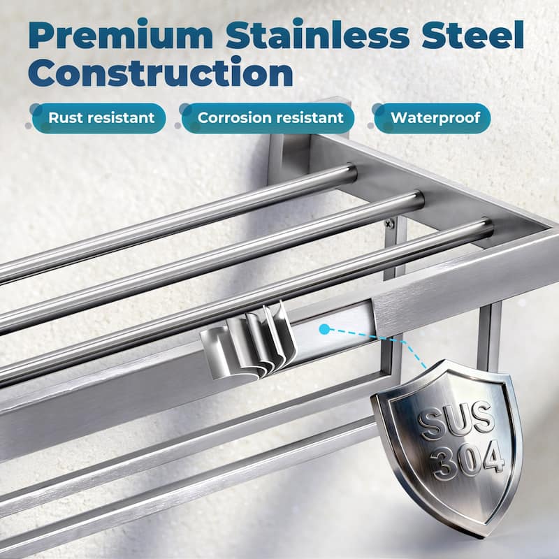WOWOW 2-Tier Stainless Steel Bath Towel Rack