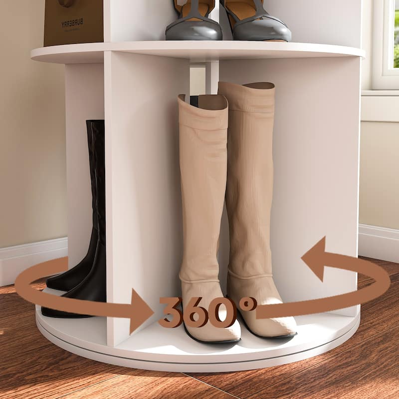 Rotating Shoe Rack Tower, 6-Tier Spinning Shoe Rack, Free Standing 360° Revolving Shoe Organizer, High Bottom Design